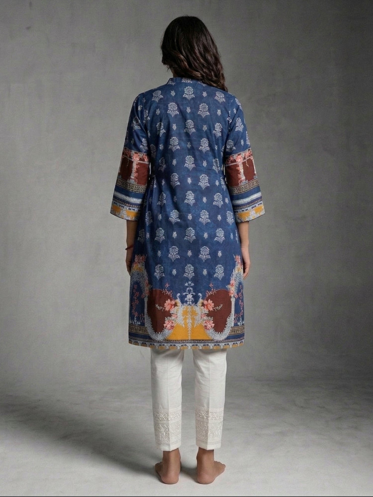 Floral Embroidered Look Cotton Lawn Kurti