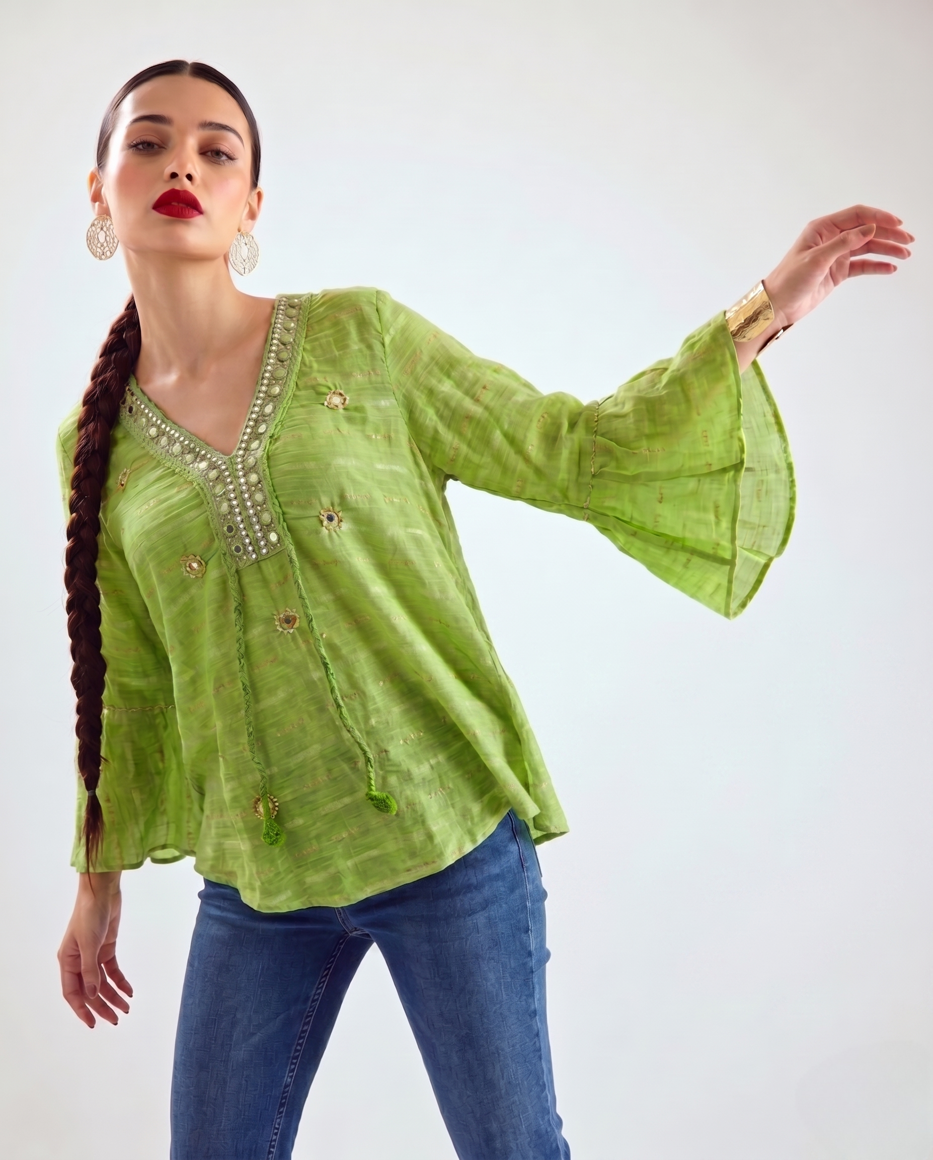 Boho Top with Embroidery | 100% Lawn Cotton