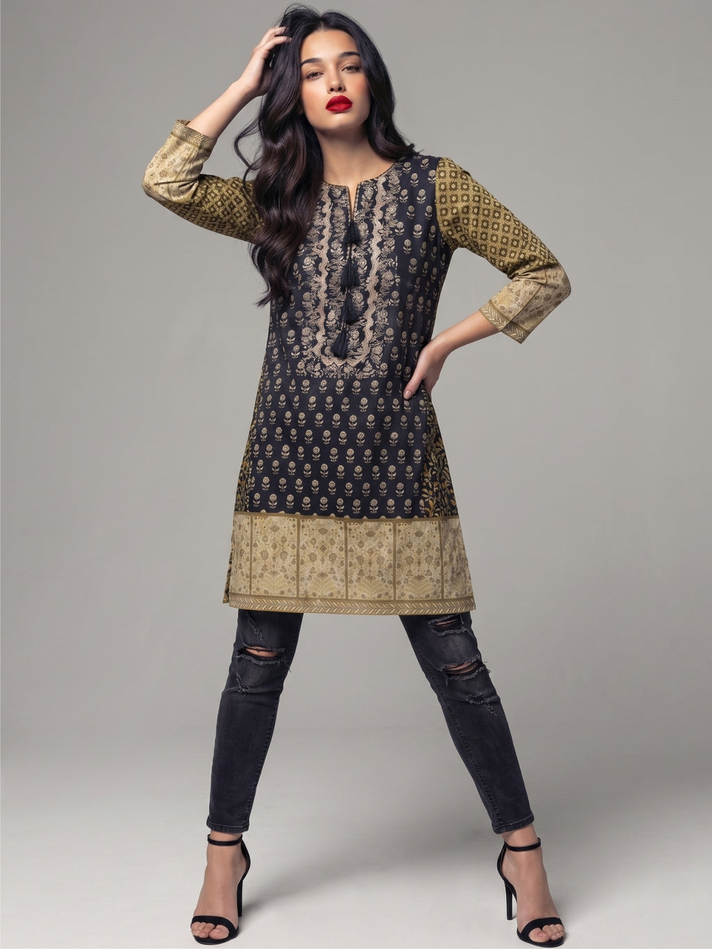 Heritage Print Cotton Lawn Straight Kurti
